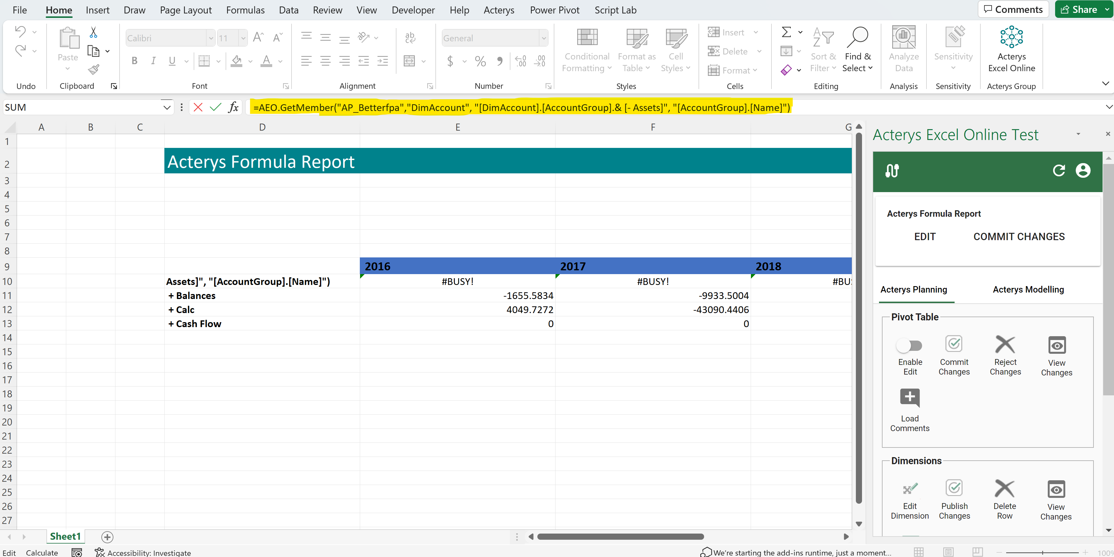 Acterys Plus Online Test screenshot 1