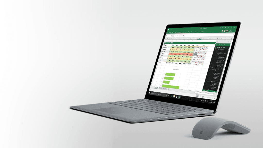 Laptop on a desk displaying an Excel spreadsheet with a task pane Excel add-in